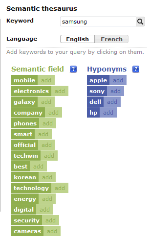 Semantic Thesaurus: quickly identify search terms for queries – DI Help